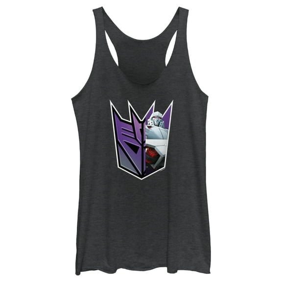 Women's Transformers: EarthSpark Megatron Decepticon Logo  Racerback Tank Top Black Heather Small