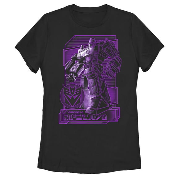 Women's Transformers Megatron Digital Outline  Graphic Tee Black Medium