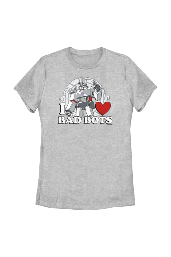 Women's Transformers Megatron I Love Bad Bots  Graphic Tee Athletic Heather X Large