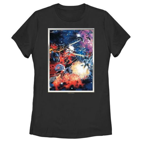 Women's Transformers Space Battle Poster  Graphic T-Shirt
