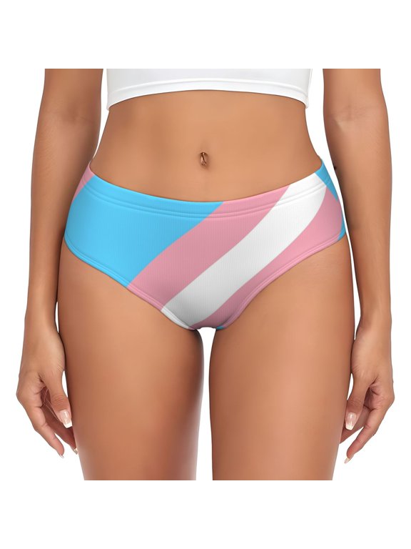 Women's Transgender Flag Seamless Hipster Panties Stretch printed Bikini Underwear Small