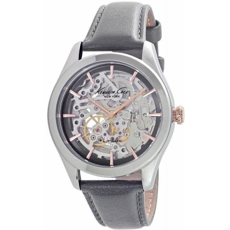 Vintage Kenneth Cole Women\'s Skeleton water resistant gray leather band Watch Vintage Kenneth Cole Wristwatch: Water Resistant Women main image 4