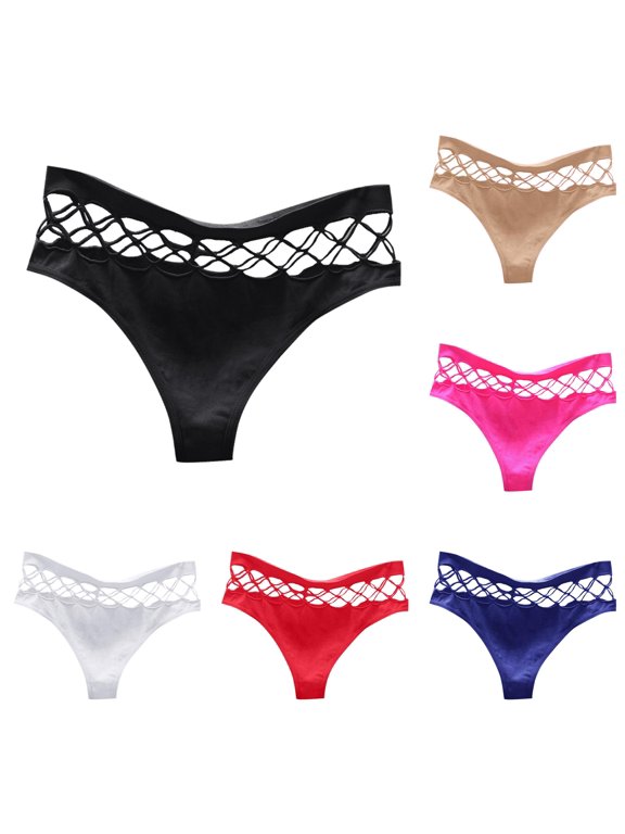 Women's Transparent Hollowed Out Seamless Panties Low Waist High Elasticity Lifting Spicy Mesh Thong Underwear