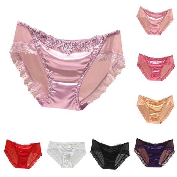 Women's Transparent Lace Seamless Underwear Women's Soft and Comfortable Triangle Pants Women's Thongs Variety Pack M