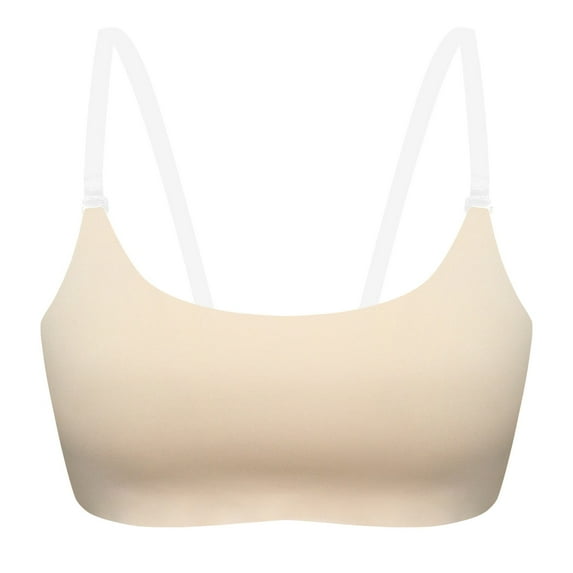 Women's Transparent Shoulder Strap Backless Underwire Bra Shaping Bra Comfortable & Breathable(Color:Beige,Size:XL)