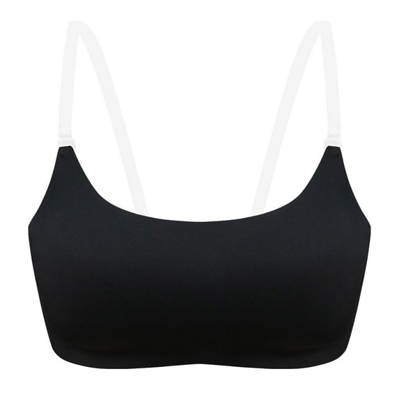 Women's Transparent Shoulder Strap Backless Underwire Bra Shaping Bra Comfortable & Breathable(Color:Black,Size:L)