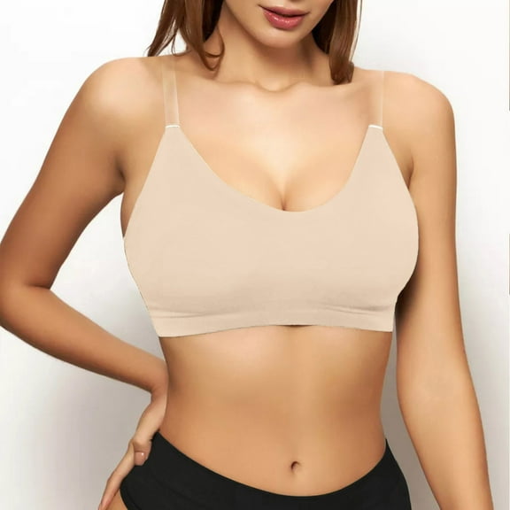 Women's Transparent Shoulder Strap Backless Underwire Bra Womens Workout Bras Womens Push up Bras Bra with Back Support Y Back Sports Bra Womens Support Bras Sports Bras Women Stretchy Sports Bras for