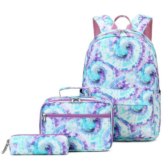 Women's Travel Backpack, 3Pcs Back to Schoolbag Large Capacity Student Backpack Multi-functional Student Casual Travel Daypack with Lunch Box Pencil Pouch Set