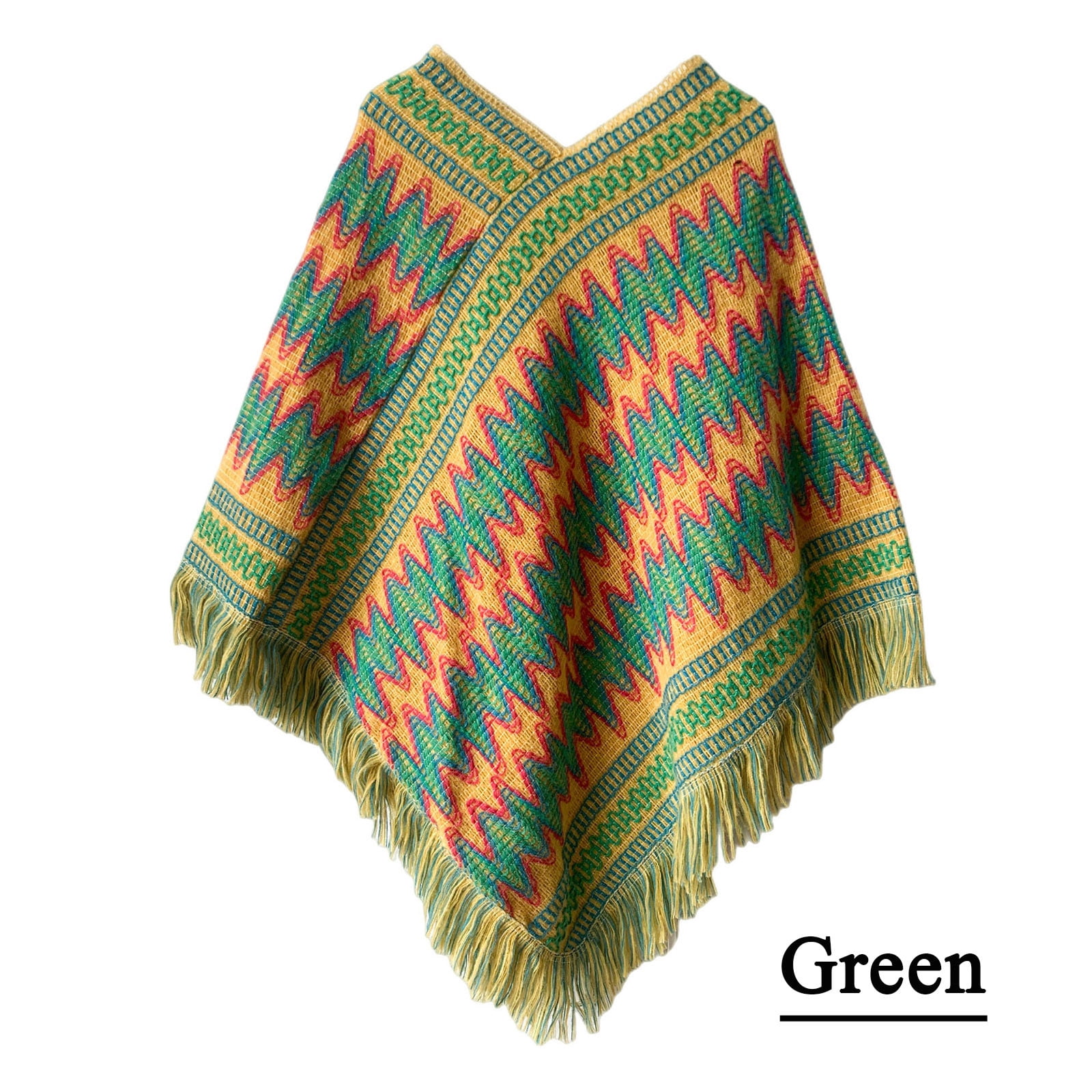 Women's Travel Poncho Shawl Wrap, Chinese Style Fringe Cape for Fall ...