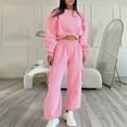 thumbnail image 1 of Women's Travel Sweatsuits 2 Piece Outfits Long Sleeve Crew Neck Pullover and Baggy Jogger Sweatpants with Pockets New Women Tracksuits 2 Piece Set Pinky S, 1 of 7