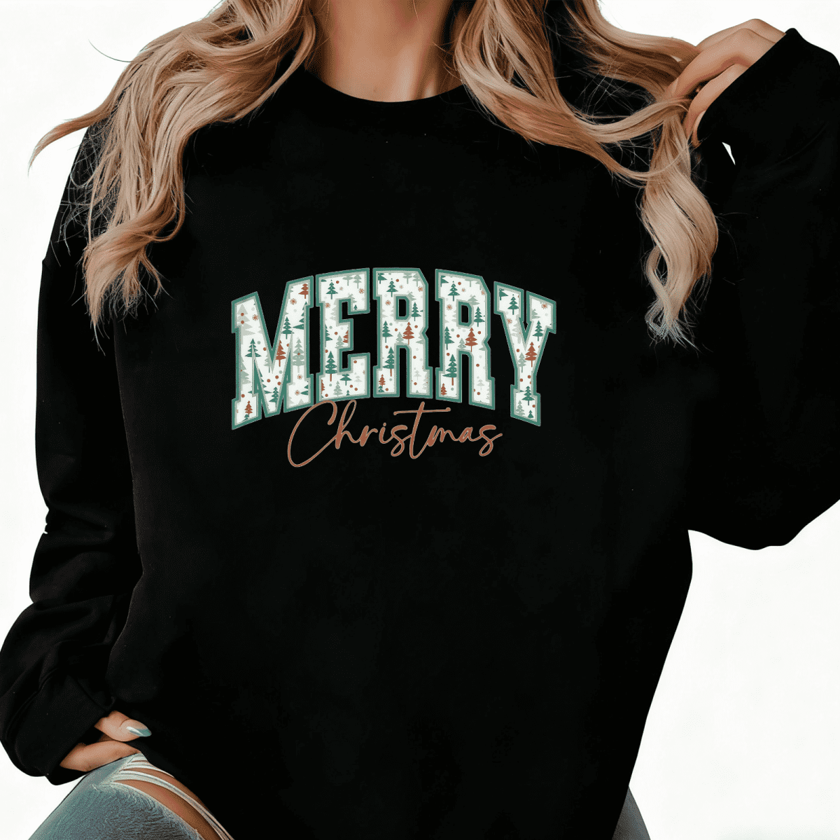 MERRY CHRISTMAS GRAPHIC SWEATSHIRT PLUS SIZE