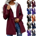 thumbnail image 1 of Women's Trekking Jacket Casual Hooded Mid-Length Waterproof Jacket With Adjustable Waist Belt and Pockets Available in Size S-2XL, 1 of 8