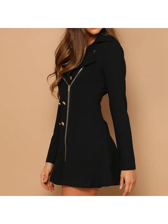 Women's Trench Coat | Double Windbreaker Jacket With Waist Cinching Belt Women Jacket Fall Thick Women Jacket Rain Jacket Hoodie Women Lined Windbreakers for Women Cheer Rain Jacket Clear Winter Coats