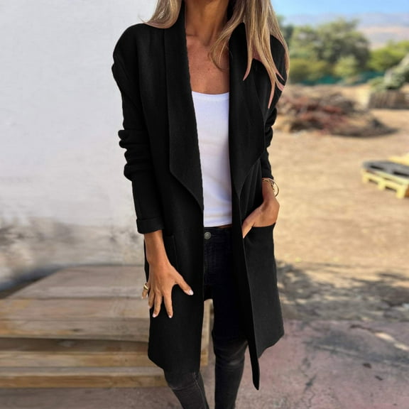 Women's Trench Coat Elegant Plain Warm Transition Coat Winter Jacket Long Sleeve Autumn Winter Women's Jacket Lapel Coat Casual Jackets with Belts for Women Womens Ripped Distressed Casual Long Sleeve