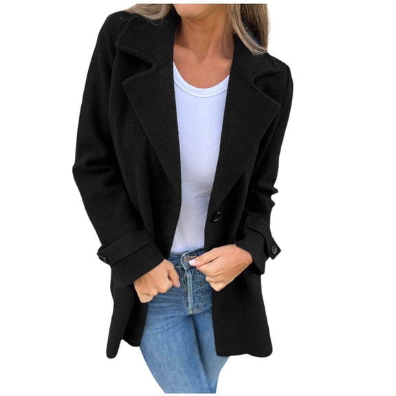 Women's Trench Coat Elegant Plain Warm Transition Coat Winter Jacket Long Sleeve Autumn Winter Women's Jacket Lapel Coat