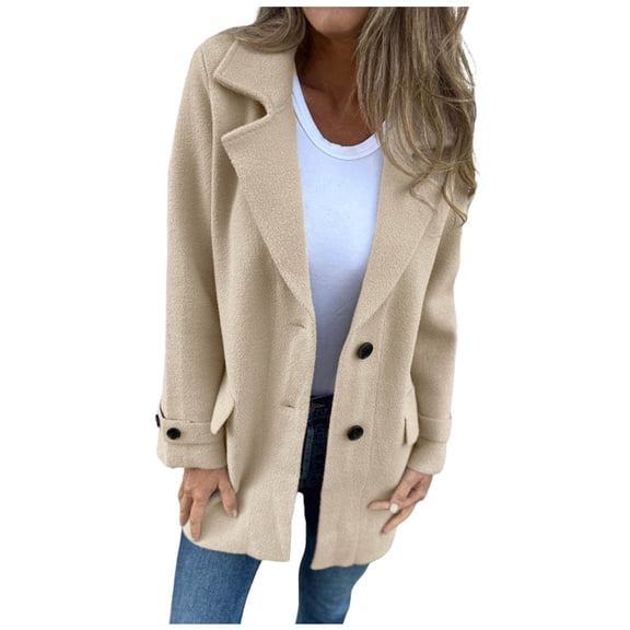 Women's Trench Coat Elegant Plain Warm Transition Coat Winter Jacket Long Sleeve Autumn Winter Women's Jacket Lapel Coat