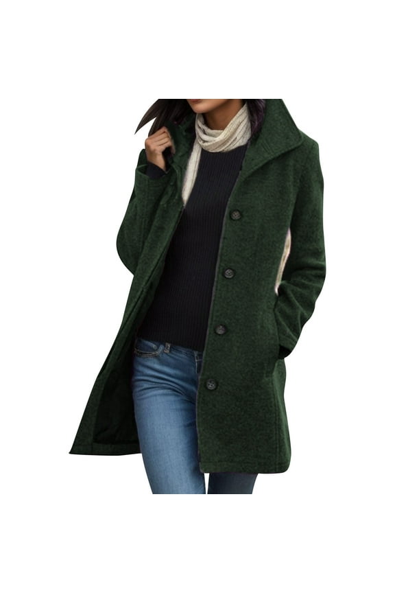 Women's Trench Coat Ladies Thick Woolen Mid Length Quality Overcoats Fall Winter Coats for Women