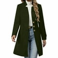 thumbnail image 1 of Women's Trench Coat Single-Breasted Solid Color Long Sleeve Long Cardigan Wollen Casual Fall Winter Outwear Slim Fit (L, Army Green), 1 of 9