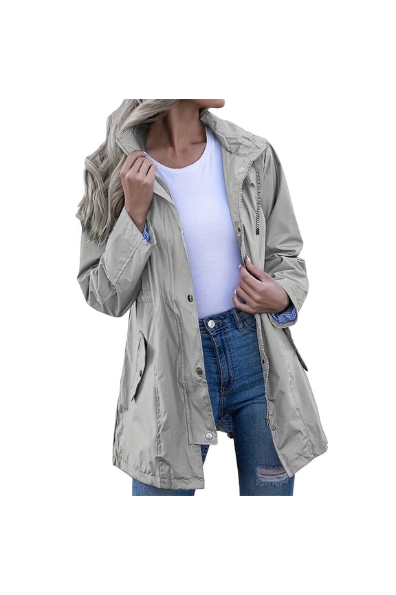 Women's Trench Coat Waterproof Windbreaker With Hood Lined Jacket For Travel And Everyday Fashion