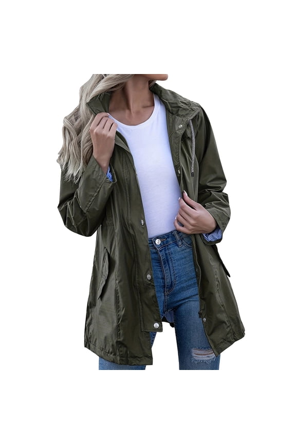 Women's Trench Coat Waterproof Windbreaker With Hood Lined Jacket For Travel And Everyday Fashion