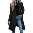 thumbnail image 1 of Women's Trench Coats Long Suit Jacket Wool Blend Blazers Single Breasted Belted Outerwear with Pockets, 1 of 9