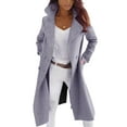 thumbnail image 1 of Women's Trench Coats Notch Lapel Jacket Wool Blend Double Breasted Coat Fall Winter Warm Mid Long Pea Coat Outerwear, 1 of 4
