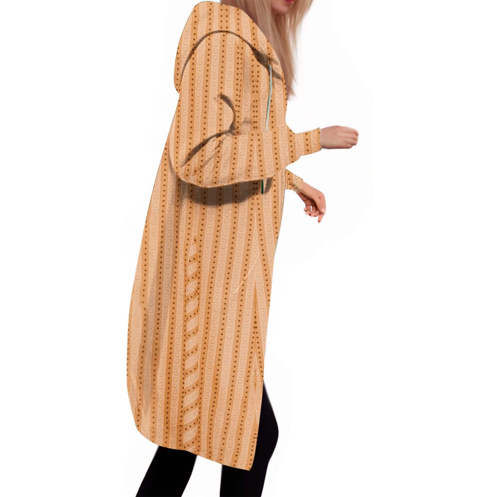 Long Lace Up Hoodie With Cotton Thick Trench Coat For Men And Women