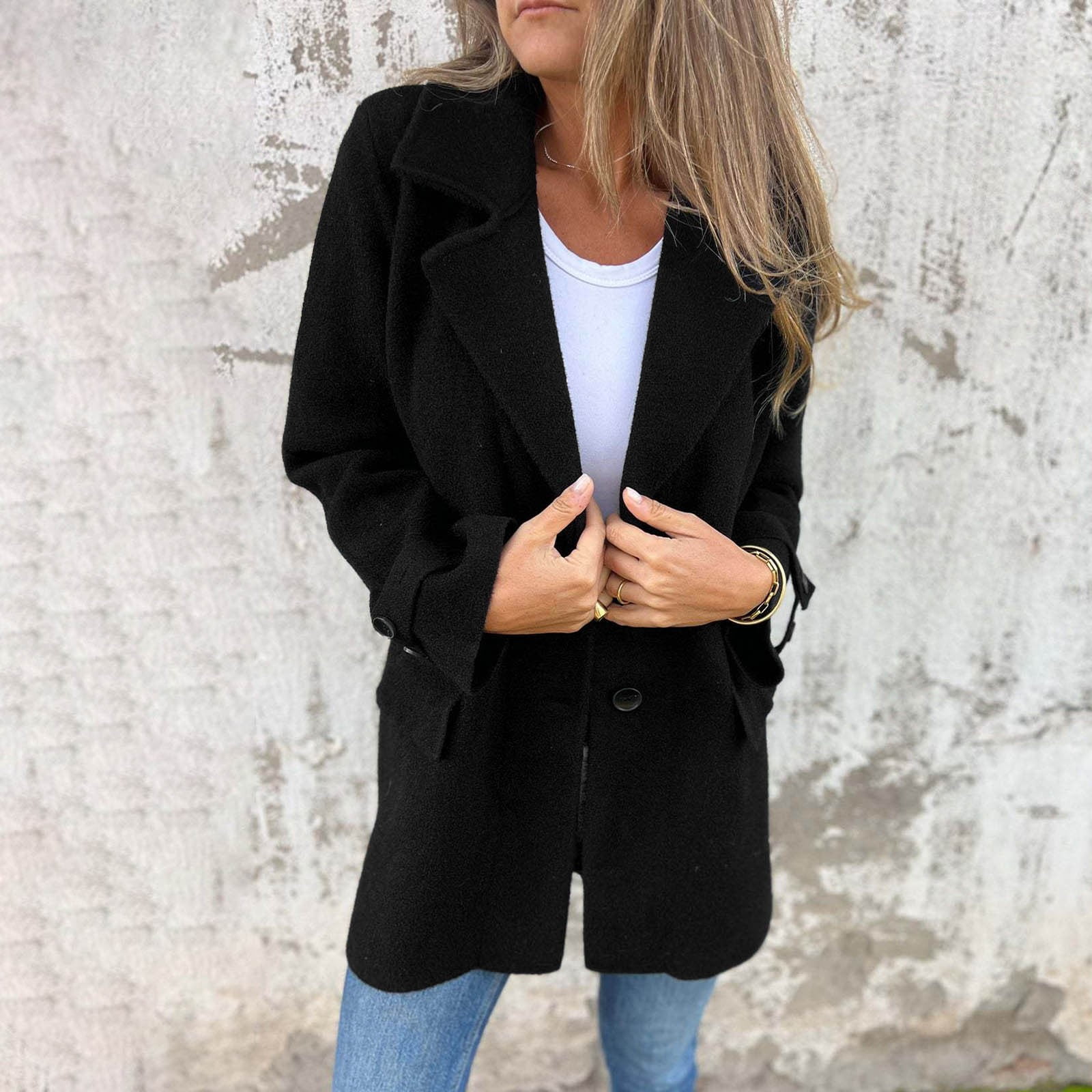 Women's Trench Jacket Coat Elegant Plain Warm Transition Coat Winter