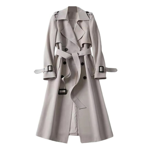 Women's Trench Windbreaker Outerwear Fit Coat Solid Long Overcoat Slim Polyester Long Sleeve