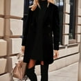 thumbnail image 1 of Women's Trench Woolen Coat Winter Stylish Long Slim Fit Luxury Wool Blend Topcoat Business Down Jacket Black L, 1 of 7