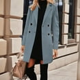thumbnail image 1 of Women's Trench Woolen Coat Winter Stylish Long Slim Fit Luxury Wool Blend Topcoat Business Down Jacket Blue L, 1 of 7