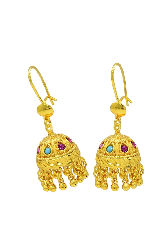 Women's Trend Gold Plated Indian Jhumka Earrings Geometric Dangle Banquet Fashion Jewelry Accessories Stylish Outfits