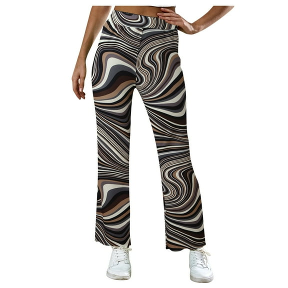 Women's Trendy Beauty Printed Pants Water Ripple Plaid Loose Flared Pants