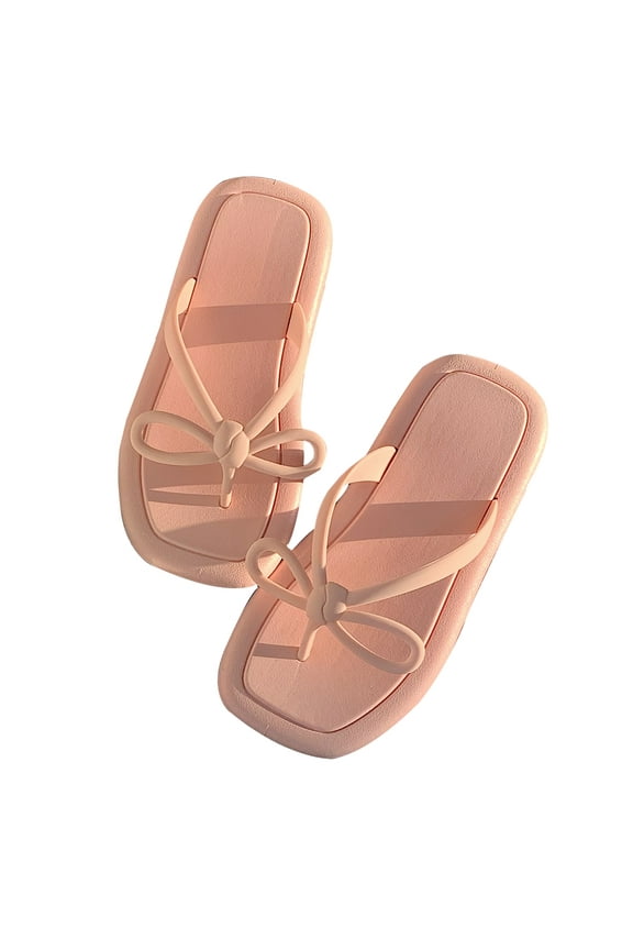 Women's Trendy Bow Flip Flops Fashion Beach Slippers Flat Sandals Summer Shower Slippers Non-Slip