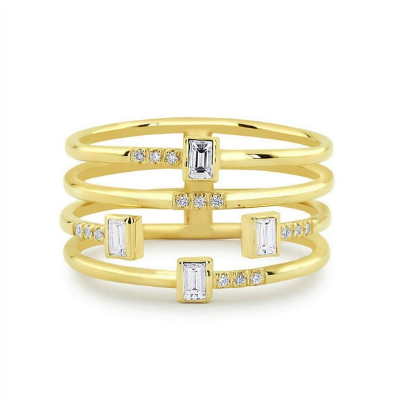 Women's Trendy Cool Four-Line Copper Zircon Party Ring