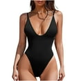 thumbnail image 1 of Black and Friday Women's Trendy Deep V-Neck One Piece Swimsuit High Cut Bathing Suit Monokini Backless Beachwear Thong Bodysuit Swimwear Black S, 1 of 8