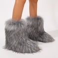thumbnail image 1 of Women's Trendy Faux Fur Boots, Fashionable Slip On Mid Calf Snow Boots, Women's Comfortable Winter Boots, 1 of 5
