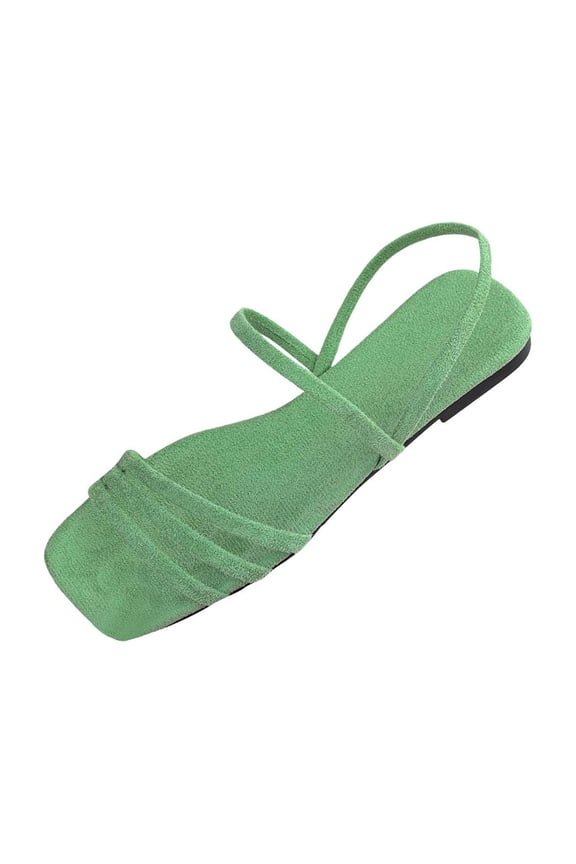 Women's Trendy Flat Sandals Strappy Square Toe Dressy Walking Vacation Shoes No Heel Going Out Mule Slides