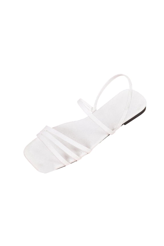 Women's Trendy Flat Sandals Strappy Square Toe Dressy Walking Vacation Shoes No Heel Going Out Mule Slides