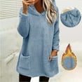 thumbnail image 1 of Women's Trendy Fleece Hoodies Loose Casual Warm Long Sleeve Solid Color Fluffy Pullover Coats with Pockets (S, Light Blue), 1 of 7