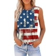 thumbnail image 1 of Women's Trendy High Neck Sleeveless Tank Top, Loose Fit Independence Day Print Summer Top with Pocket for Casual Outfits,Wine S, 1 of 5