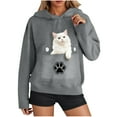 thumbnail image 1 of Women's Trendy Hoodies Pet Pouch Sweatshirt Pullover Long Sleeve Casual Loose Hooded Tops Gift for Dog Cat Lovers (2XL, Dark Gray), 1 of 7