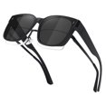 thumbnail image 1 of Women's Trendy Large Square Polarized Fit-over Sunglasses Black, 1 of 6