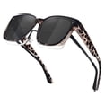 thumbnail image 1 of Women's Trendy Large Square Polarized Fit-over Sunglasses Leopard, 1 of 6
