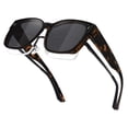 thumbnail image 1 of Women's Trendy Large Square Polarized Fit-over Sunglasses Tortoise Shell, 1 of 6