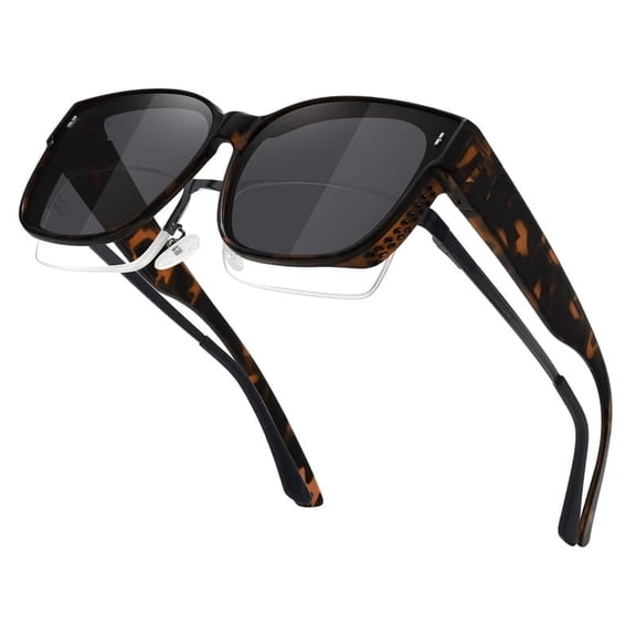 Women's Trendy Large Square Polarized Fit-over Sunglasses Tortoise Shell