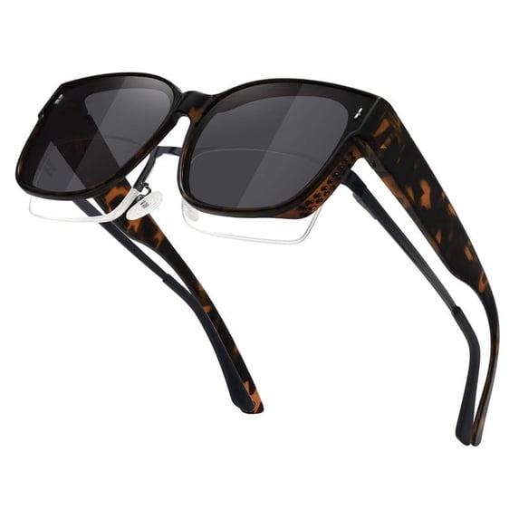 Women's Trendy Large Square Polarized Fit-over Sunglasses Tortoise Shell