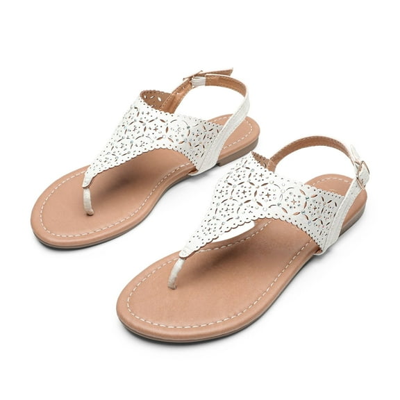 Women's Trendy Low Heel Rhinestone-Embellished T-Strap Sandals for Casual Elegance for Adults