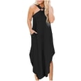 thumbnail image 1 of Women's Trendy Maxi Dresses Sleeveless Long Sexy Halter Irregular Hem Dress Casual Backless Sundresses with Pockets, 1 of 6