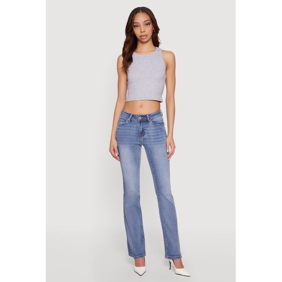 Women's Trendy Mid Rise Whiskered Bootcut Jeans